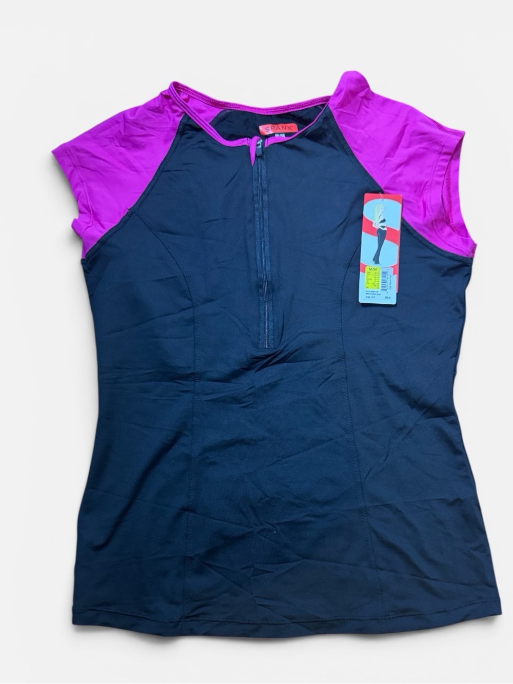 NWT Spanx Women's Cap Sleeve Activewear Top Slimming Fit UPF 50+ Sz. M - Picture 2 of 4